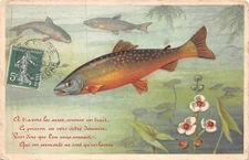 Old postcard fantasy fish (127811)