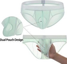 Men's Briefs Underwear Mesh See Through Dual Pouch Breath Male Triangle Briefs
