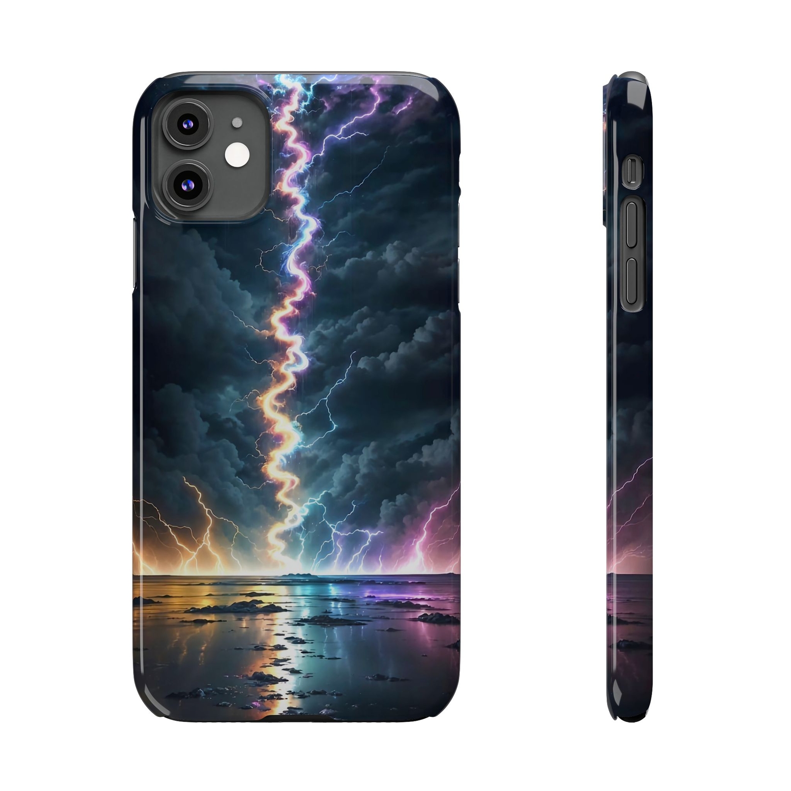 iPhone 16/15/14/13/12/11 Slim Case, Majestic Lightning Storm, Glossy Finish-image