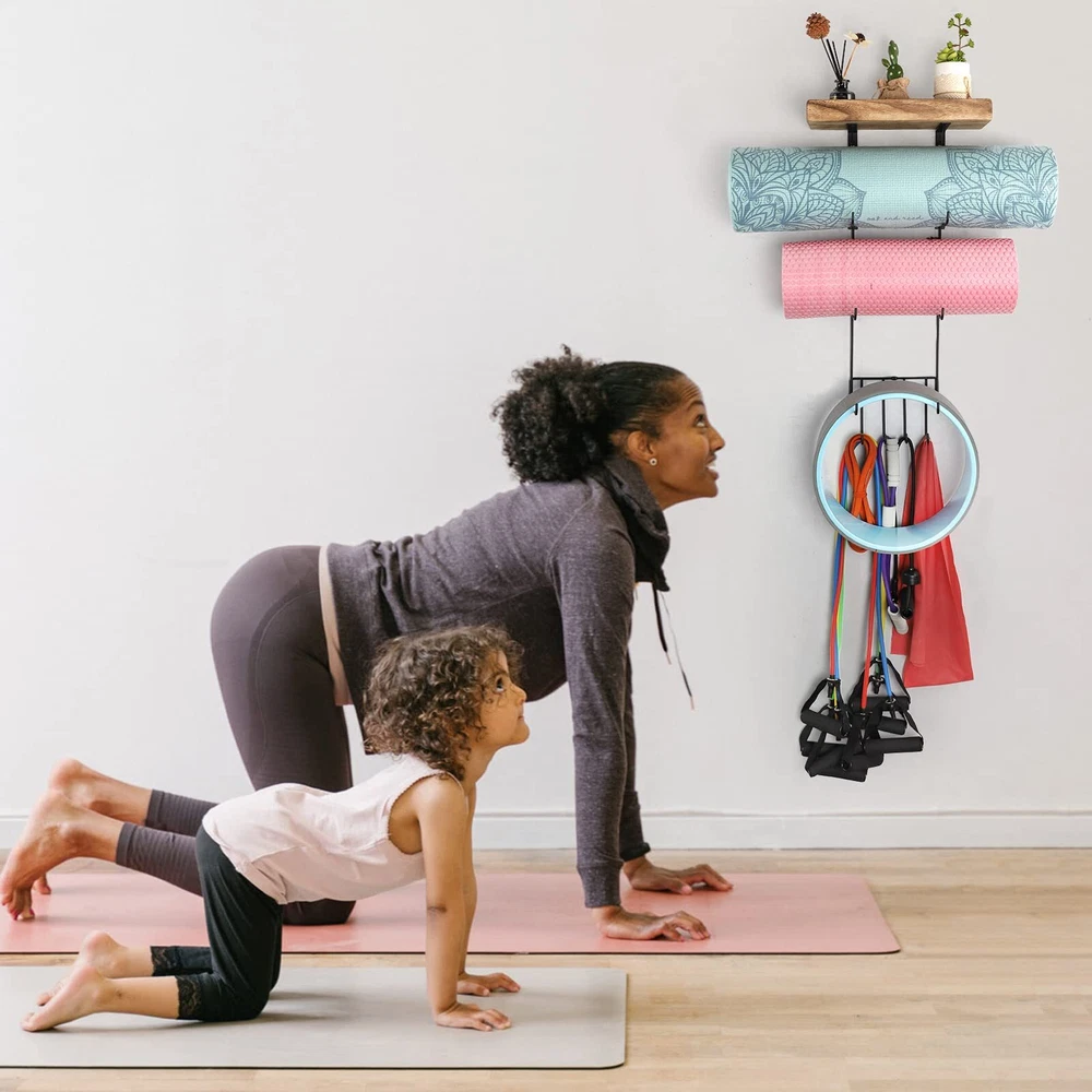 Yoga Mat Holder Accessories Wall Mount Organizer Storage Decor Foam Roller an... Yoga Mat Holder Accessories Wall Mount Organizer Storage Decor Foam Roller an...