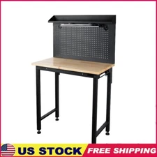36 Inch Workbench W/ Pegboard & Light Heavy Duty Steel Garage Organizer New