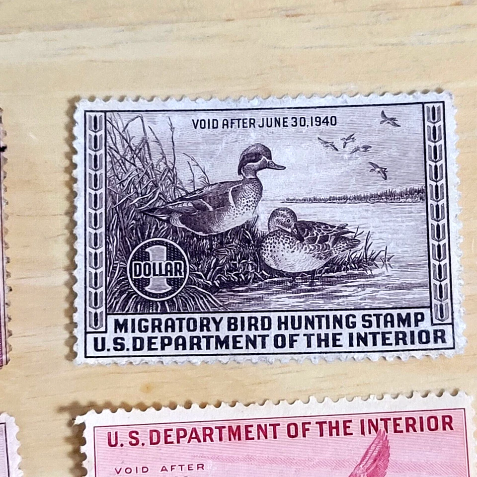 1937 1938 LOT OF 9 UNUSED BUT 1 US DUCK STAMPS HAS ISSUES READ ! CHEAP !!! #131 - Image 4 of 4