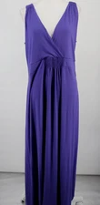 Boden Dress Womens 18 Long Purple Maxi Sleeveless Faux Wrap Jersey Stretch 18L