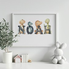 Personalised Name Dinosaurs Nursery Print Custom Poster