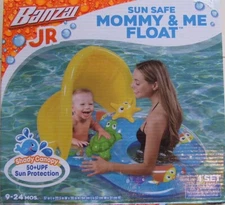 BANZAI JR Sun Safe Mommy & Me Inflatable Pool Float with Shady Canopy 9-24M