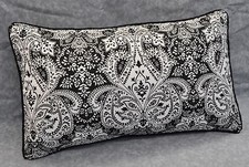 Corded Pillow made w Ralph Lauren Montecito Black  White Paisley Fabric 20x12