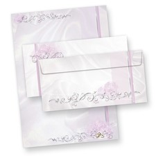 Briefpapier Hochzeit grau 25 Sets inkl. Kuverts Motivpapier Set
