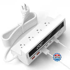 10-in-1 USB Charging Station, 4 Outlets Power Strip with 6 USB, 5 FT Long Extens