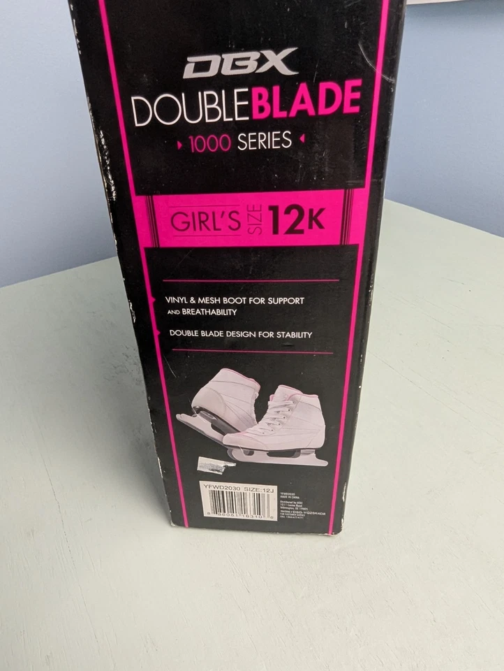 Patines de hielo DBX para niñas talla 12 rosa blanco con cordones en caja Foto 3 de 4