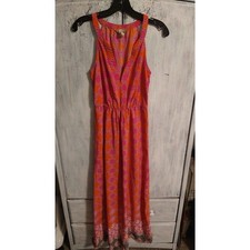 Banana Republic Maxi Dress pink & orange 0 feminine sleeveless Boho Cottagecore