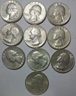 Lot of 10 1964 Washington Quarters  EF To AU AS SHOWN