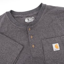 Carhartt Henley Shirt Gray Short Sleeve Loose Fit Mens Size Medium