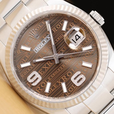 ROLEX DATEJUST 36 116234 BRONZE DIAMOND DIAL 18K WHITE GOLD STEEL