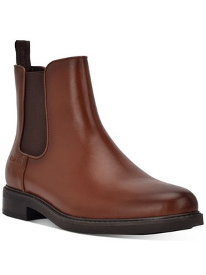 CALVIN KLEIN Mens Brown Pull Tab Fenwick Toe Block Heel Leather Chelsea 10