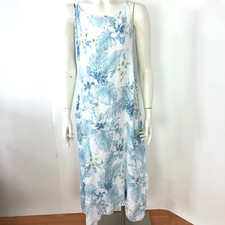 Lungo L'Arno Medium 100 Linen Sleeveless Below Knee Dress Blue MINT