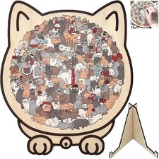 FVELPLT Cat Shaped Wooden Jigsaw Puzzle