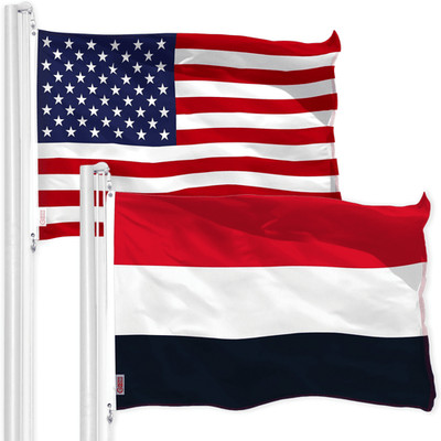 Combo Pack: USA American Flag 3x5 Ft 150D Printed Stars & Yemen Flag 3x5