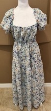 ASTR The Label Dress Women’s Blue Floral Maxi Long Sleeve Boho Size M