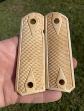 1911 Colt Vintage Bone Old Grips Checkered 45 38 Super Government Commander Aged 1911 Colt Vintage Bone Old Grips Checkered 45 38 Super Government Commander Aged