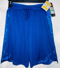 Under Armour Youth Large Boys Blue Shorts Drawstring Heat Gear Loose
