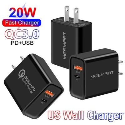For Oneplus Google Lot 20W Fast Dual Port Type-C USB Wall Charger Power Adapter