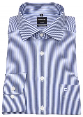 OLYMP Hemd Luxor Modern Fit Twill Streifen blau / weiß