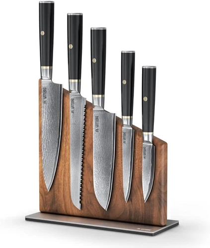 Yatoshi Magnetic Kitchen Knife Block Set 6 Pcs - Japanese 67 Layer High-Grade VG