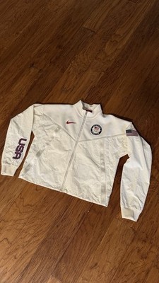 Nike USA Olympic Team Windbreaker Jacket Men s Small Blue Zip Hooded 
