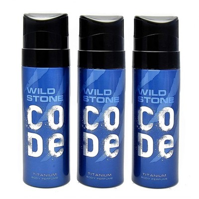 Wild Stone Code Titan Körper Parfum Spray für Herren, 120ml Jedes Set Von 3