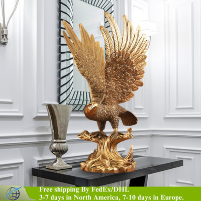 58cm Bronze Eagle Statue Hot Casting Flying Eagle Sculpture Home Garden Decor