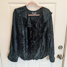 Vintage Velvet Button Down Ruffle Top