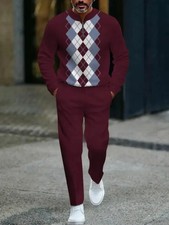 Men's Outfit 2 Piece Set Shirt  Pants Suit PLUS SIZE BIG 5XL