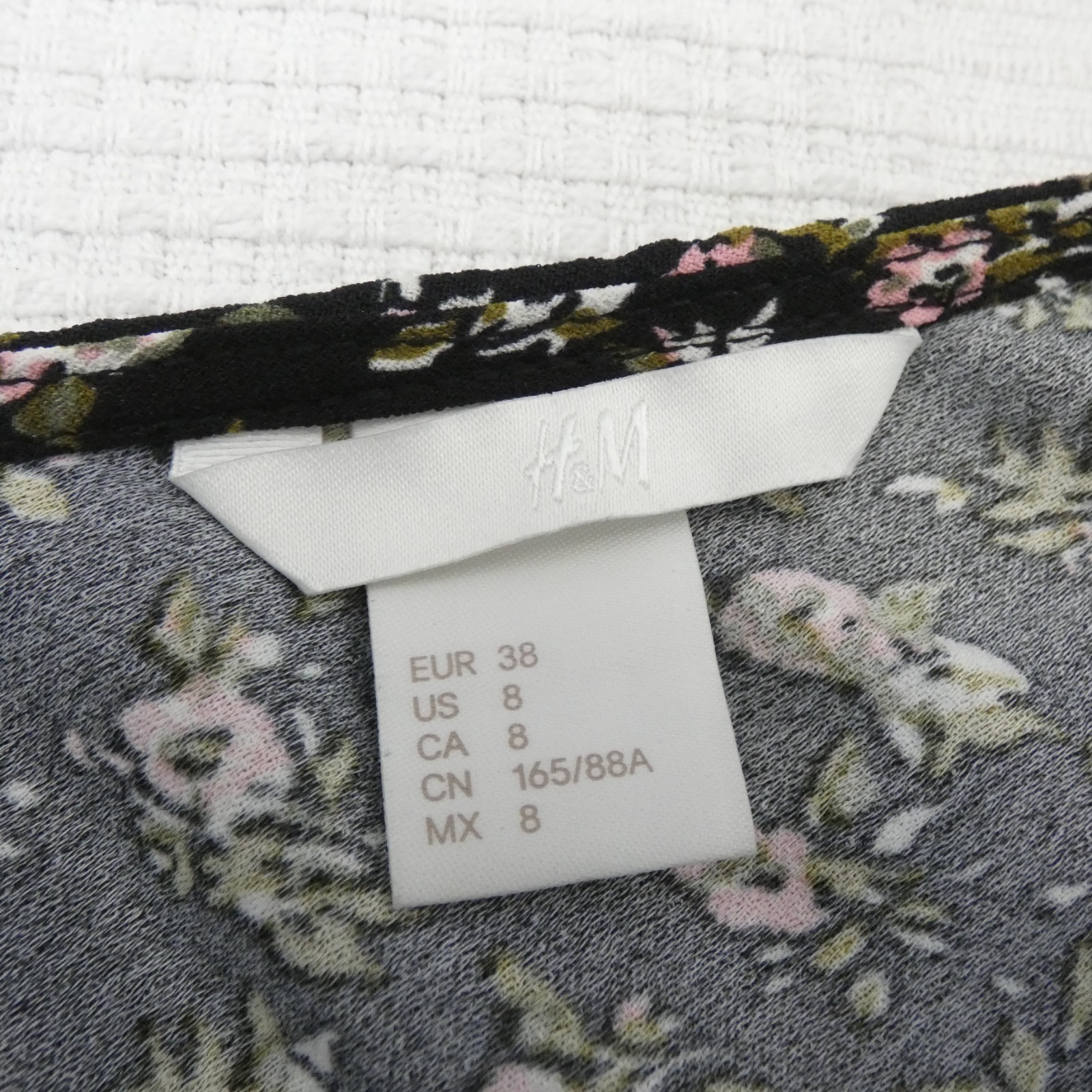 H&M Black Floral Midi Dress UK 10 90s Slip Style Lace V Neck Minimal thumbnail 3