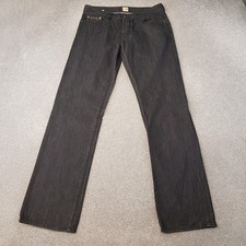 Hugo Boss Mens Jeans 34x34 Black Orange 25 Straight Fit Dark Denim Button Fly