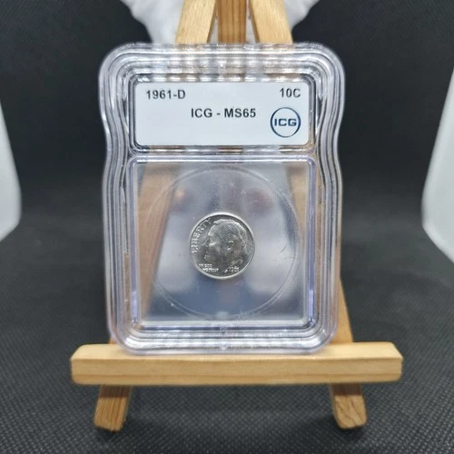 1961-D ROOSEVELT SILVER 10 CENTS..ICG MS-65 7044581804
