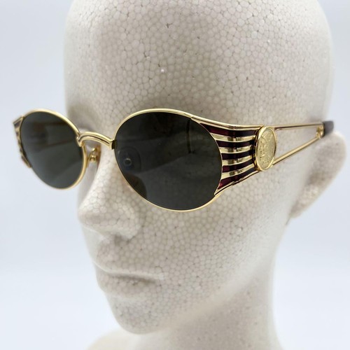 FENDI Vintage Sunglasses Gold Frame Circle Logo Tortoise 53-18-130 Black Lens - Picture 5 of 12
