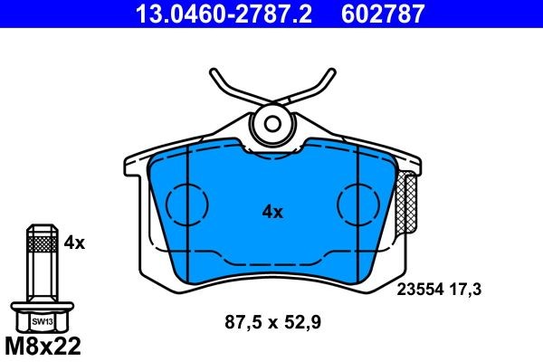 Bremsbelagsatz Scheibenbremse Hinten Ate 13.0460 2787.2 FüR VW-image