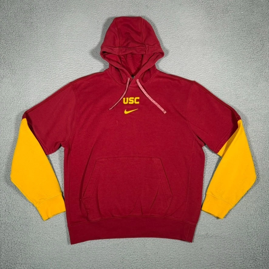 USC Trojans Hoodie Mens Medium Nike Sideline Club Pullover Hoodie Center Swoosh
