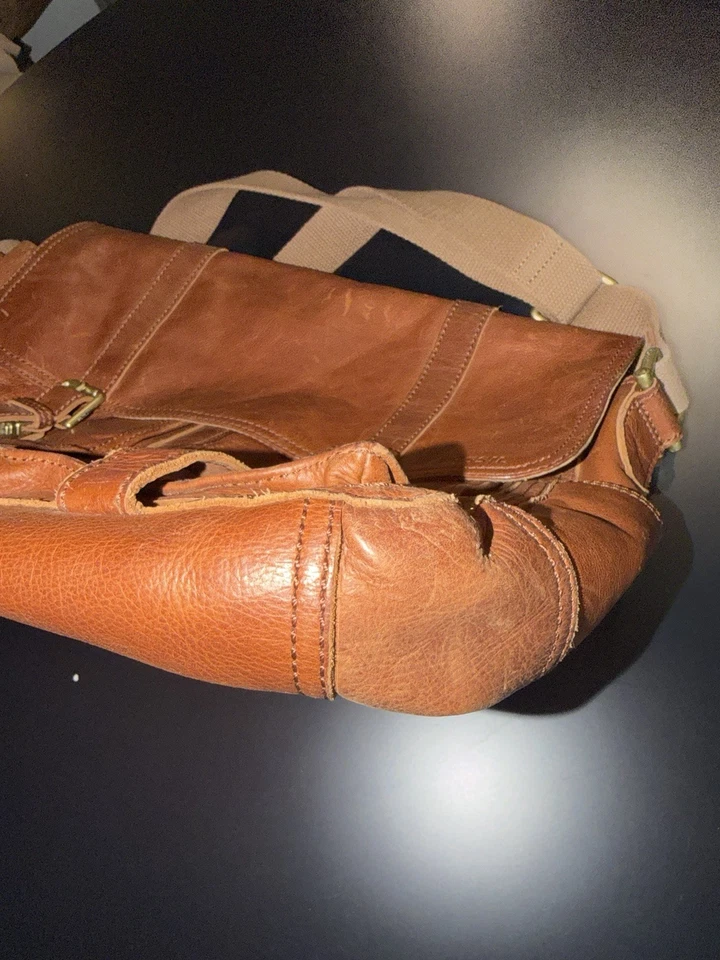 Fossil Leather Messenger Bag Brown Crossbody Shoulder Laptop Work Satchel - Image 4 of 4