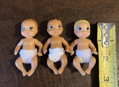 3 Mattel Baby Barbie Babies With Diapers