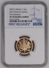 2022 Britain Sovereign Gold 7.9881g Ngc Pf 70 Uc First Releases Platinum Jubilee