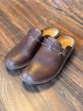 NAOT Aster Brown Leather Buckle Strap Slip On Mule Clogs Shoes Women 36 US 5-5.5