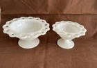 Vintage Fire King Milk Glass Lace Edge Comport Sherbet 2