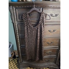 Guess Los Angeles Bronze Sequin V-Neck Mini Dress Brown Sleeveless W23K40K1JL0 S