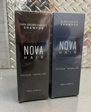 NOVA HAIR Hair Dye Shampoo Black/Dark Brown 200 mL 6.76 fl oz 2 Boxes