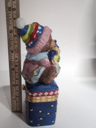 Christmas Limoge Trinket Box, Teddy Bear Holiding Toys, Hinged, Unique - 第 4/7 張圖片