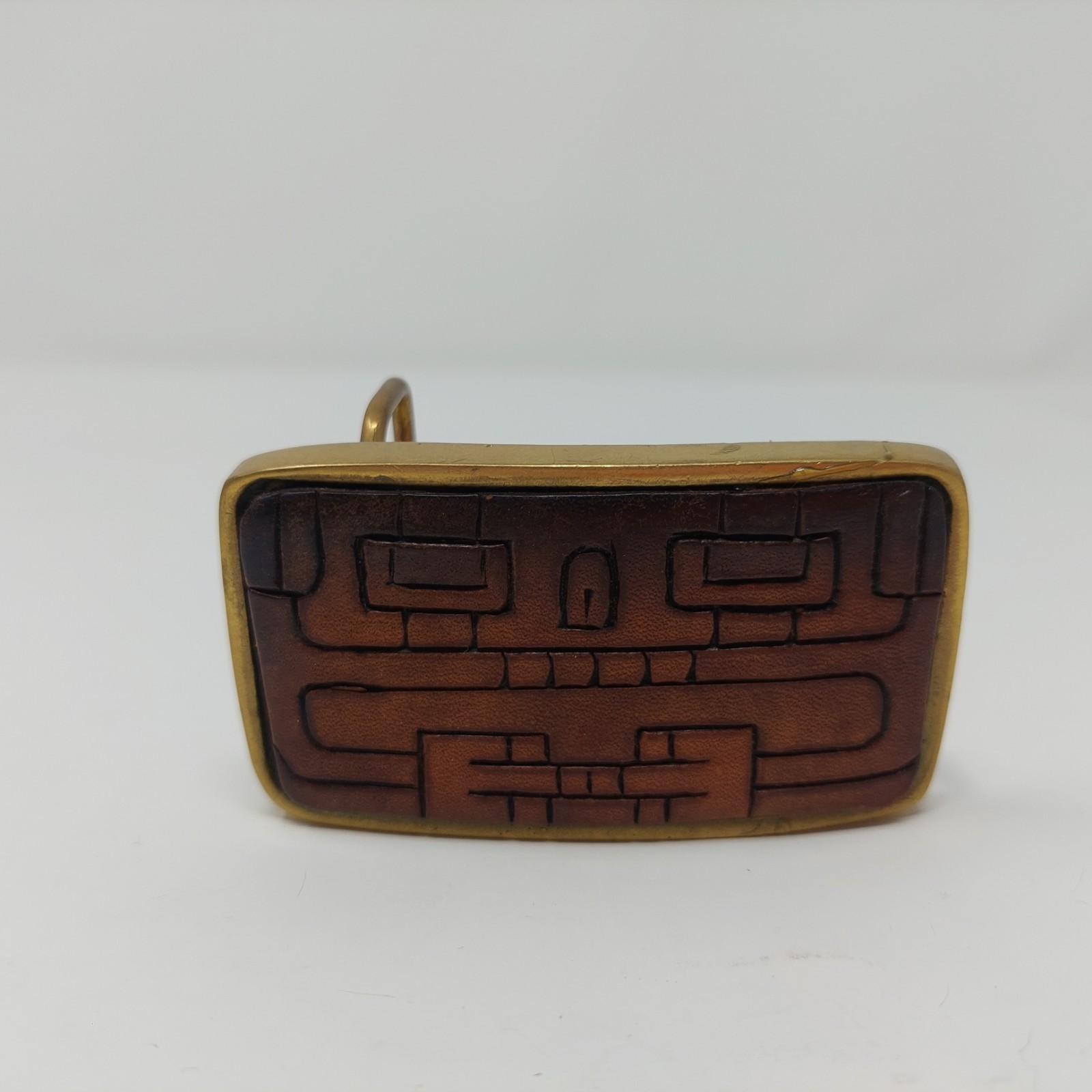 VTG Shambu Solid Brass Handmade Leather Belt Buck… - image 2