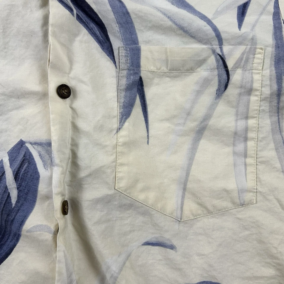 Rjc Key West Florida Mens M Cream/Tan Floral Button Up Hawaiian Short Sleeve - Image 2 of 4