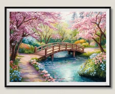 Blossom Bridge - DIY Chart Counted Cross Stitch Patterns Needlework DMC Color