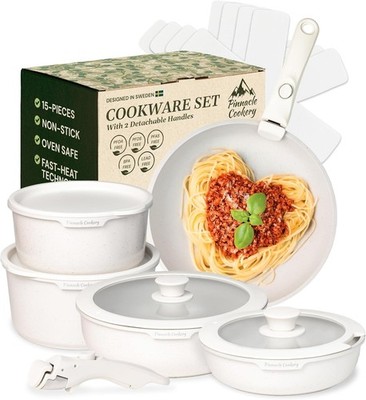 Pinnacle 15 Pc Pots & Pans Set Non Stick Cookware Kitchen Set Granite Design